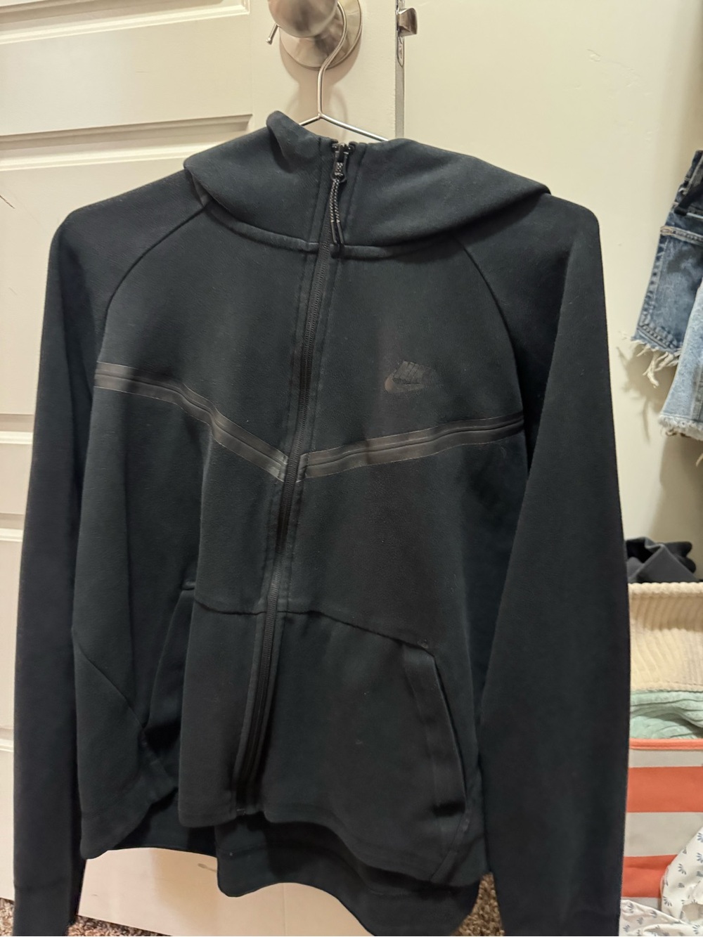 Nike Black Zip-Up Hooded Jacket with Subtle Logo